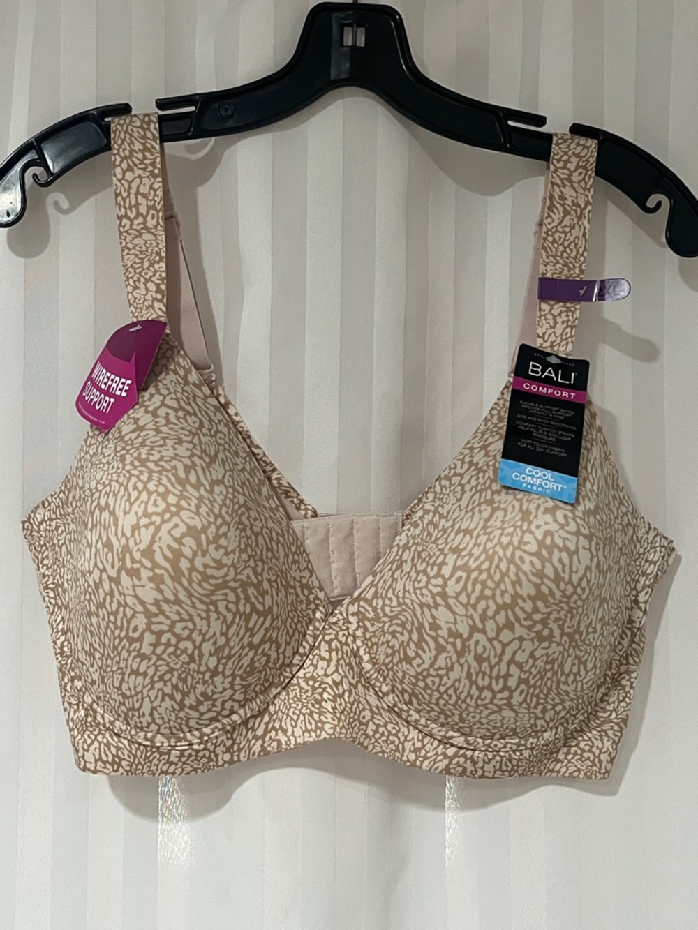 Bali Comfort Smooth T-Shirt Bra - Beige Animal Print Cool Comfort Fabric NWT - Picture 6 of 14
